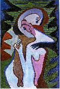 Ernst Ludwig Kirchner Lovers (The kiss) oil on canvas